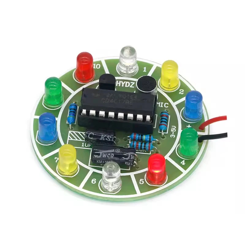Diy Electronics Lab - CD4017 Bunte Sprachsteuerung, rotierendes LED-Licht-Set, elektronische