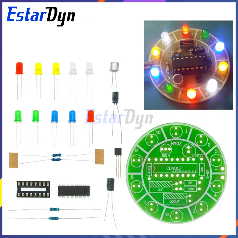 Diy Electronics Lab - Estardyn CD4017 bunte Sprachsteuerung rotierender LED-Licht-Kit